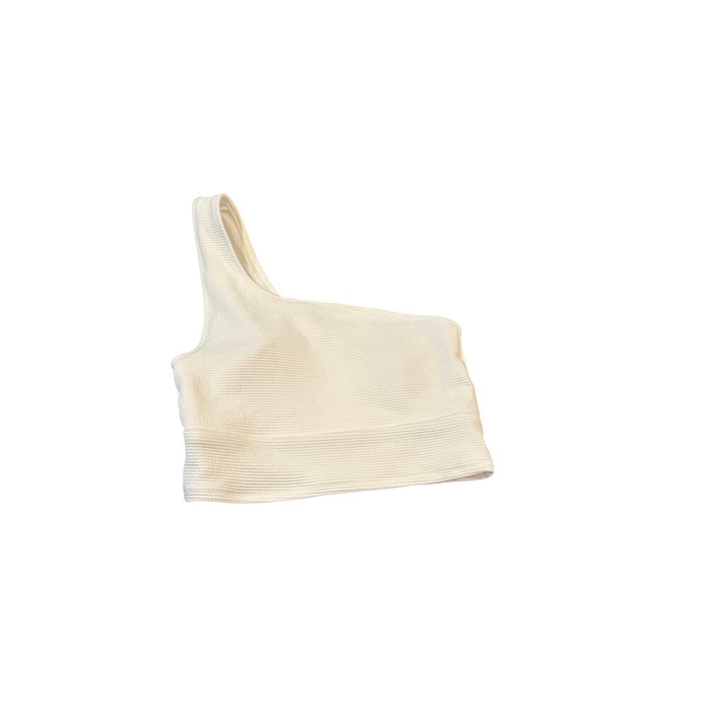 Old Navy One Shoulder Crop Top White Ribbed Stretch Sleeveless Womens Small - Picture 4 of 9
